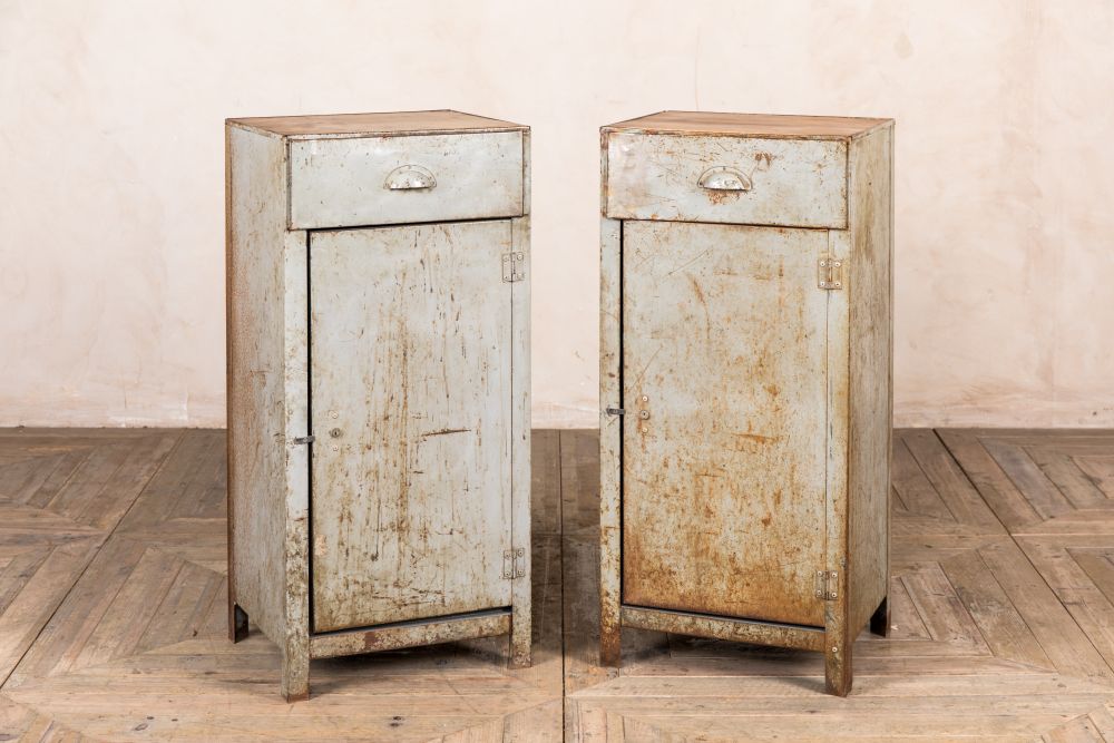 tall industrial style metal bedside cabinets